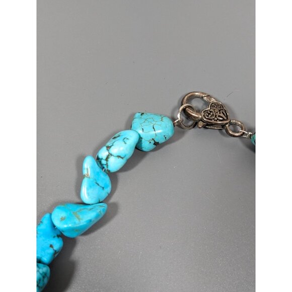 Beachy Coastal Blue Stone Faux Turquoise Black Cross Necklace Bold 20 in - Picture 5 of 12